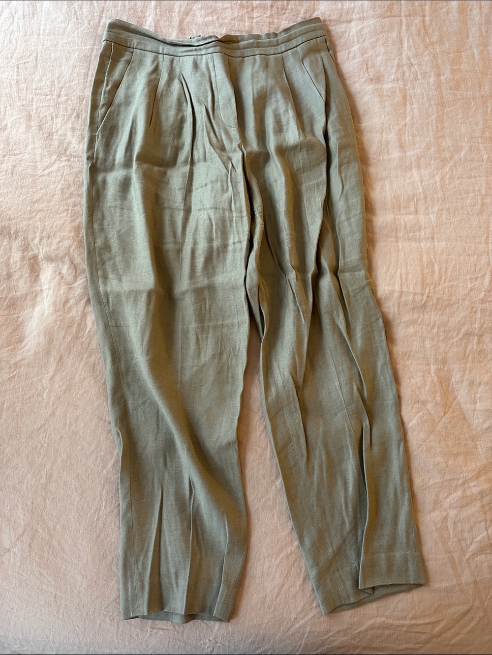 Women’s grey/beige linen Pleated Dress Pants